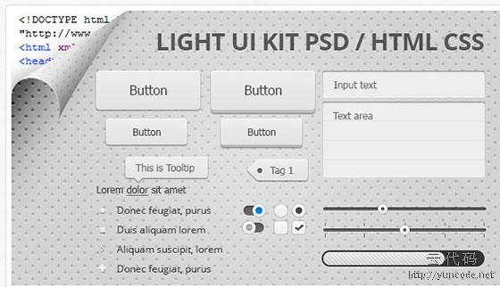Light UI Kit PSD HTML CSS
