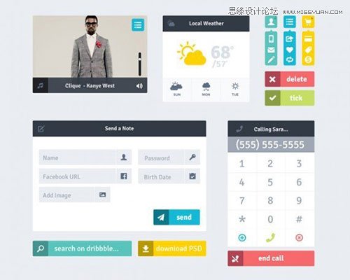 82个精品扁平化设计的免费UI素材,PS教程,思缘教程网
