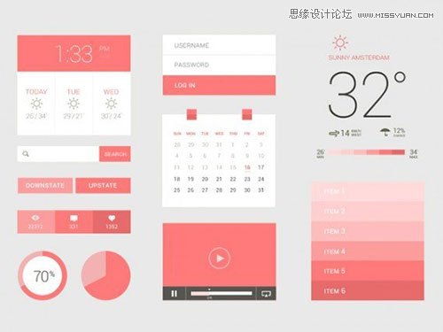 82个精品扁平化设计的免费UI素材,PS教程,思缘教程网