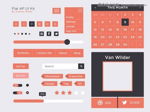 82个精品扁平化设计的免费UI素材,PS教程,思缘教程网