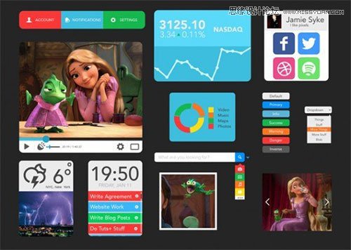82个精品扁平化设计的免费UI素材,PS教程,思缘教程网