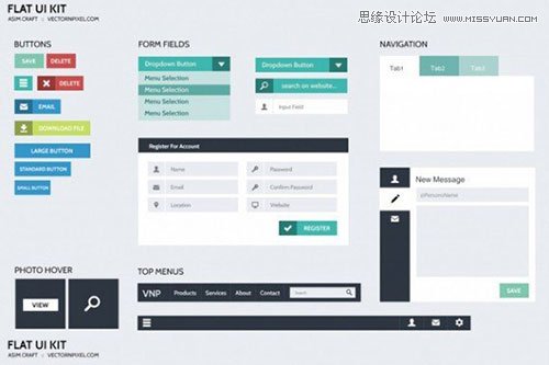 82个精品扁平化设计的免费UI素材,PS教程,思缘教程网