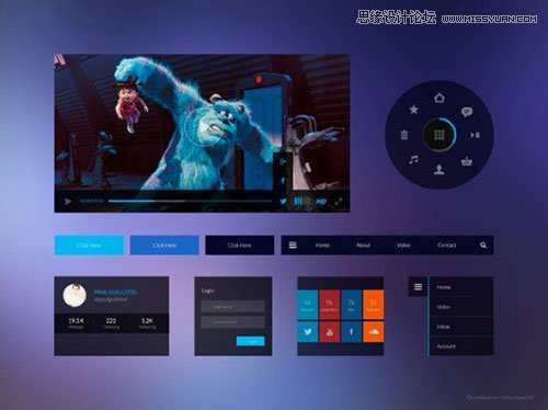 82个精品扁平化设计的免费UI素材,PS教程,思缘教程网