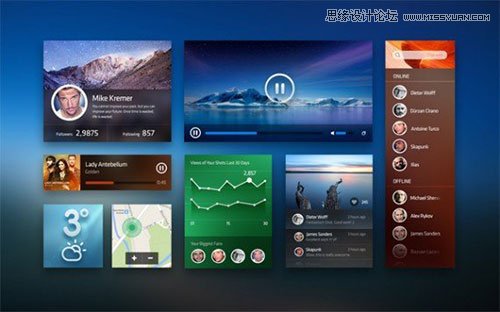 82个精品扁平化设计的免费UI素材,PS教程,思缘教程网