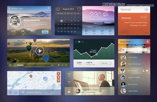 82个精品扁平化设计的免费UI素材,PS教程,思缘教程网