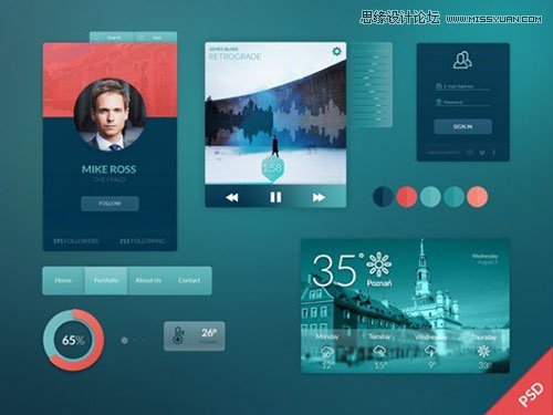 82个精品扁平化设计的免费UI素材,PS教程,思缘教程网