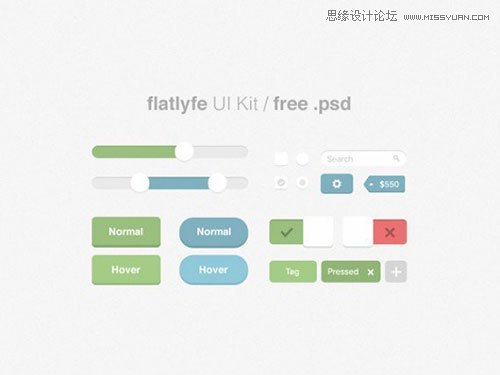 82个精品扁平化设计的免费UI素材,PS教程,思缘教程网