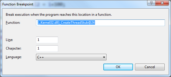 Visual Studio在系统DLL调用处暂停